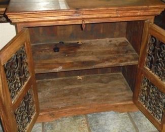 Rough cut wood cabinet w/2 doors & 2 shelves
