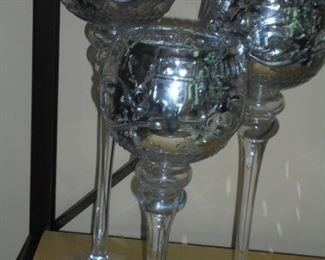3 stemmed mirror candle holders