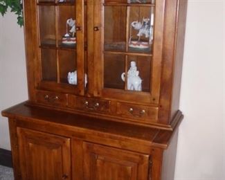 Small wood lit china cabinet  (2 pcs)