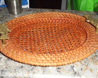Brass fish / woven serving tray