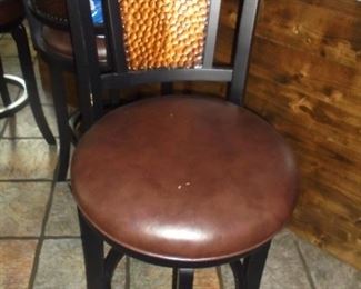 1 of 4 matching leather swivel bar stools