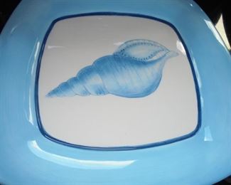 8 aqua sea shell plates