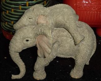 Small cast elephant pair