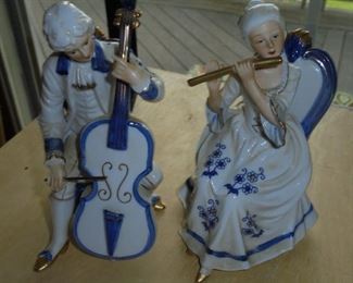 Blue George & Martha fine porcelain  limited edition   flute & cello  2 pcs