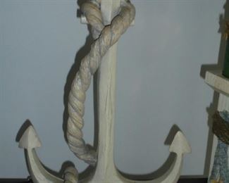 Decorative white wood anchor