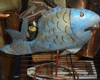 Decorative blue metal fish