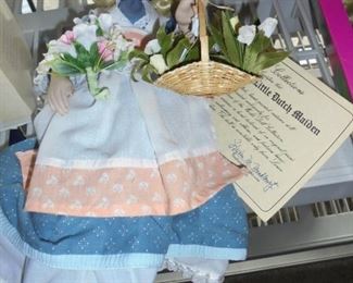 Hannah, The Little Dutch Maiden w/hat, flower basket, flowers, & wood shoes and certificate