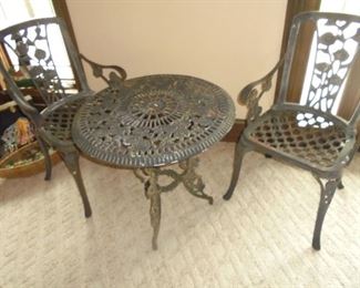 Metal patio table w/2 matching chairs