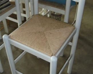 1 of 4 white & ratan stools