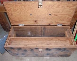 Wood tool box w/tray