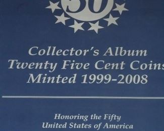 50 Collector's Album Twenty Five Cent Coins 1999-2008  all 50 states