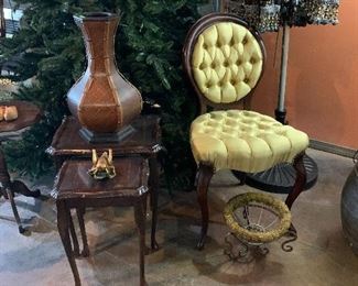 Victorian chair, nesting table set