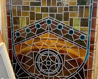 Stained glass window 60" tall x 55 1/2" wide x 1 3/4" deep 20th century (Local pick up only!)