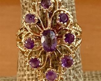 amethyst and gold cocktail ring STUNNING RING 20% OFF TODAY