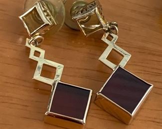 large Garnet and 14k gold dangle earrings BEAUTIFUL AND ON SALE!