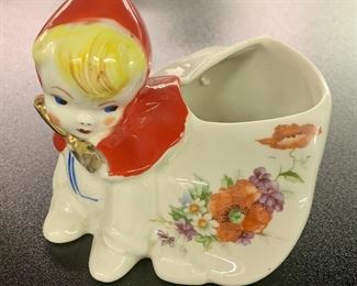 crawling red riding hood cache pot or sugar bowl