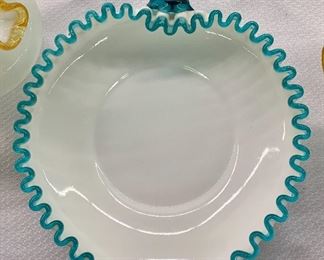 gorgeous turquoise crest Fenton nappy