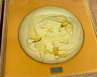 Early Verlys framed art glass plate