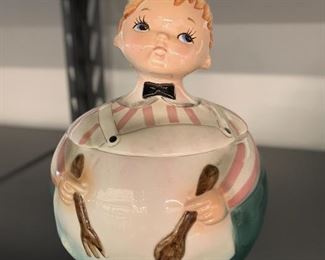 Lefton Baker Boy Cookie Jar Ceramic Canister Kitchenware Chef Cook Vintage 1950s