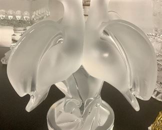 Lalique France Art Glass ARIANE 2 Dove Birds