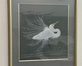 Christi Mathews  (born 1946) title Ethereal Egret (dated 2006) dimensions: 24x22  artists biography can been seen at christimathews.com