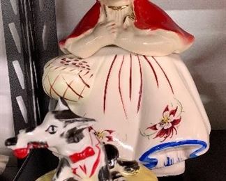 Hull: Rare Big Bad Wolf grease pot and Vintage Red Riding Hood Cookie jar