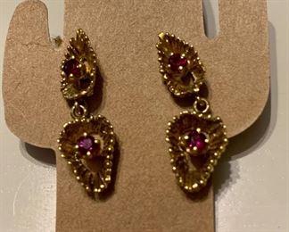 Ruby and 14k gold earrings 