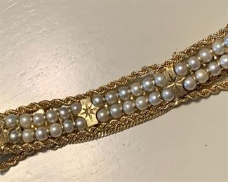 14k gold and pearl bracelet