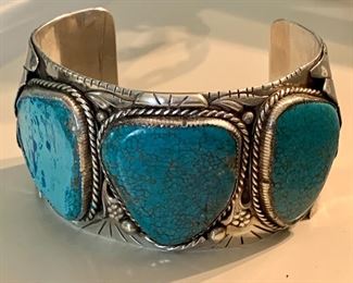 Jesse Claw Navajo Turquoise signed bracelet