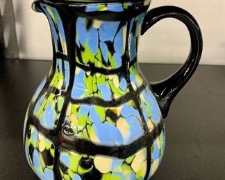 Fenton pitcher with top and embossed hallmark Dave Fetty Guest Set