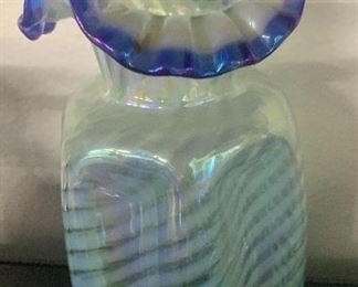 French opalescent spiral optic vase