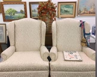 beautiful upholstered wing back chairs THESE ARE BEAUTIFUL!