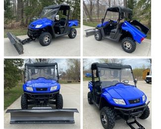 2013 Kymco UXV 500 LE with Plow. (Runs and drives good. Clutch sticks in park, shifts to other gears good)