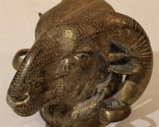 Brass Rams Head Sculpture
