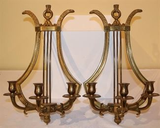 Pair of Brass Eagle Head Candle Sconces