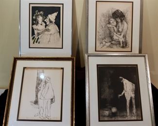 Four Hand Signed Engravings