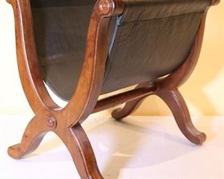 Walnut & Leather Log/ Magazine Holder