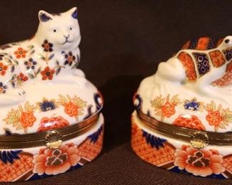Pair of Porcelain Hinge Lid Boxes