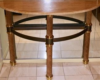 Marble top Metal Based demi-Lune Console Table
