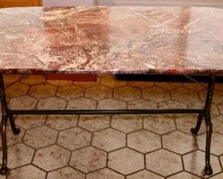 Red Marble top Iron Base Table