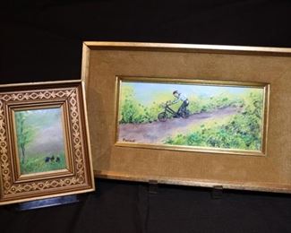 Pair of Enamel on Copper Paintings