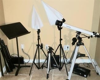 Telescope, camera accessories, music stand