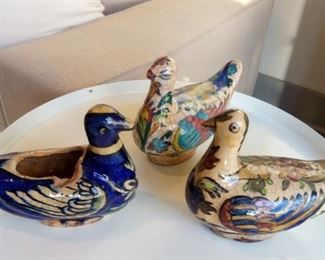 ceramic birds hand painted antique Iran