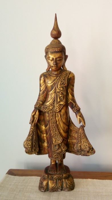 Standing Buddha wood Myanmar 26 inch