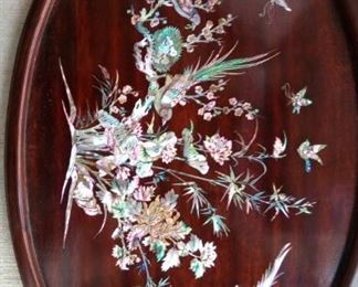 wood tray mother of pearl inlays Vietnam