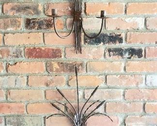 Pair Metal Sconce Candlestick Holders