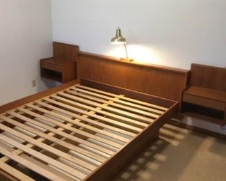 Scandinavian Design Queen Bed and Floating Nightstands