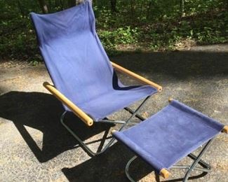 Canvas MCM Folding Chair and Footrest