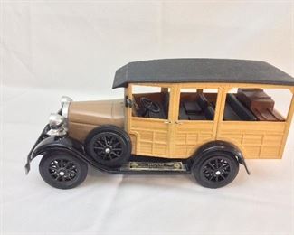 1929 Model A Ford Woodie Station Wagon Jim Beam Decanter, 16" L.