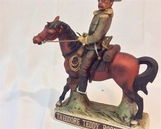 Pancho Villa Imported Tequila Theodore Teddy Roosevelt Decanter, 12" H. 